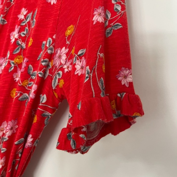 Cute floral Red wrap-around side-tie top shop dress Small - Picture 3 of 4